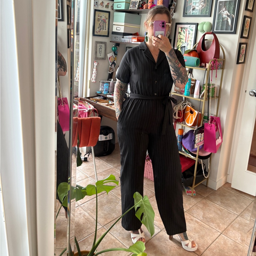 Black Pinstripe Jumpsuit size Large